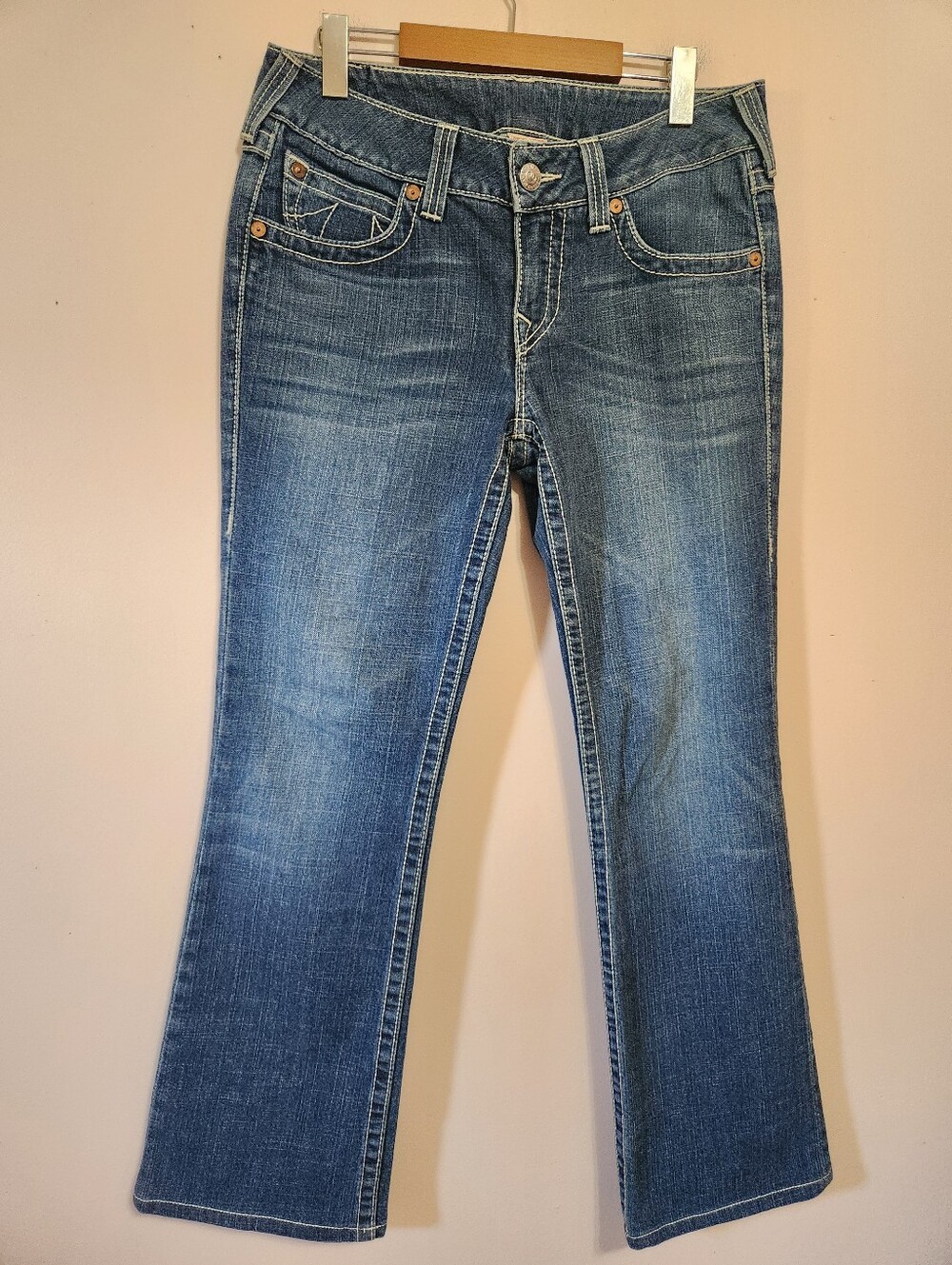 Vintage True Religion Becky Flap Pocket Bootcut Jeans Medium Wash Y2K Size 31